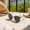 Fashionable cream-gray polarized sunglasses, trendy sunglasses for men and women, UV-protective casual sunglasses accessories details Picture